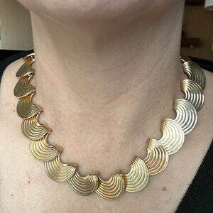 Vintage BARTEK Gold Tone Fan Collar Statement Necklace